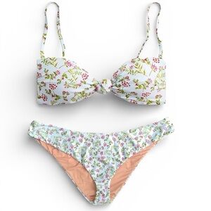 J CREW Curved-Waist Cheeky Bikini Bottom Cloud Meadow Floral Blue Top 2X